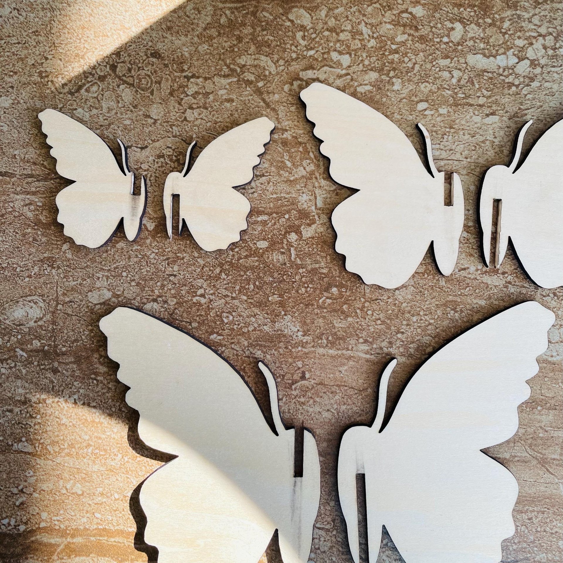 Handmade wooden DIY 3D butterfly cutout ready to paint or decorate