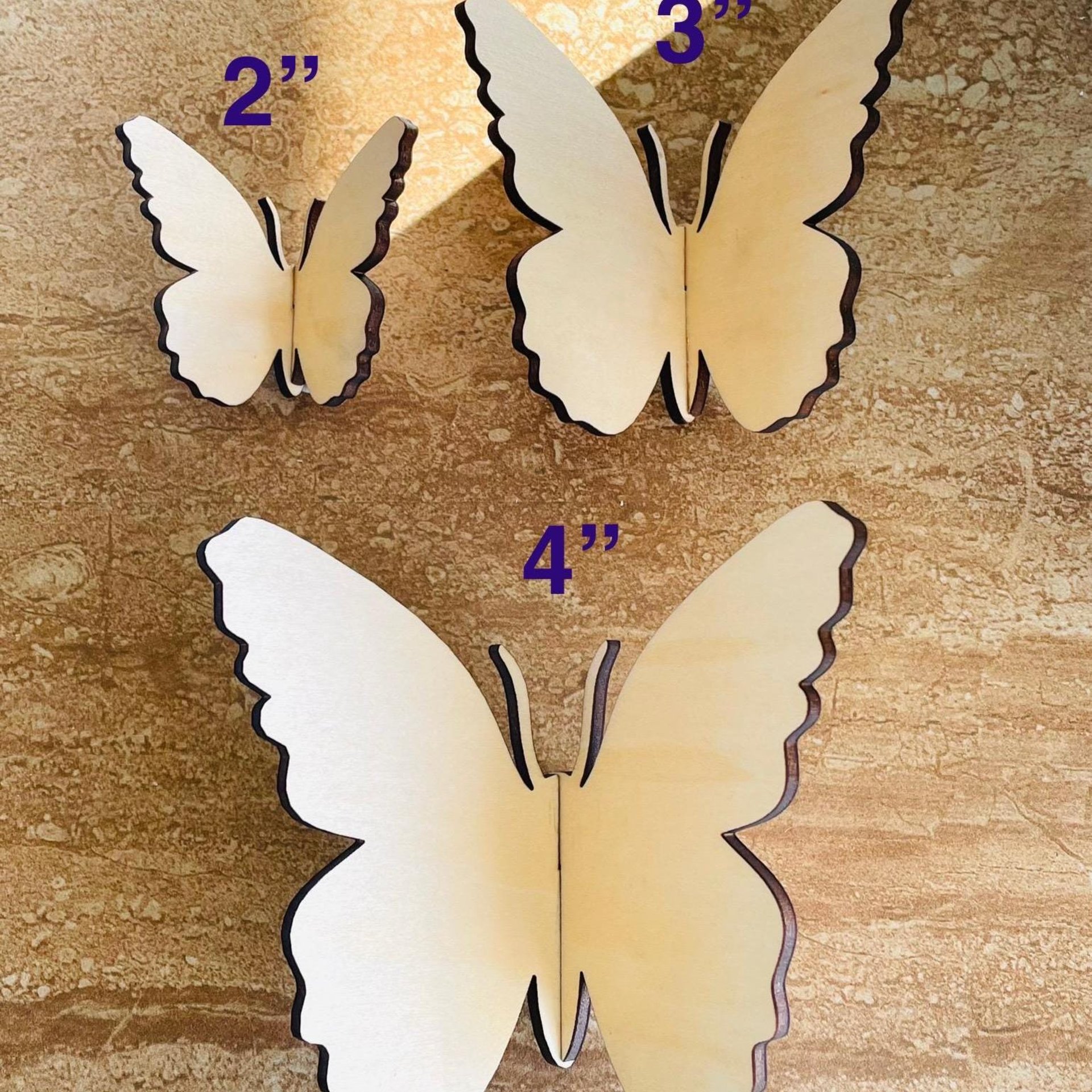 Handmade wooden DIY 3D butterfly cutout ready to paint or decorate