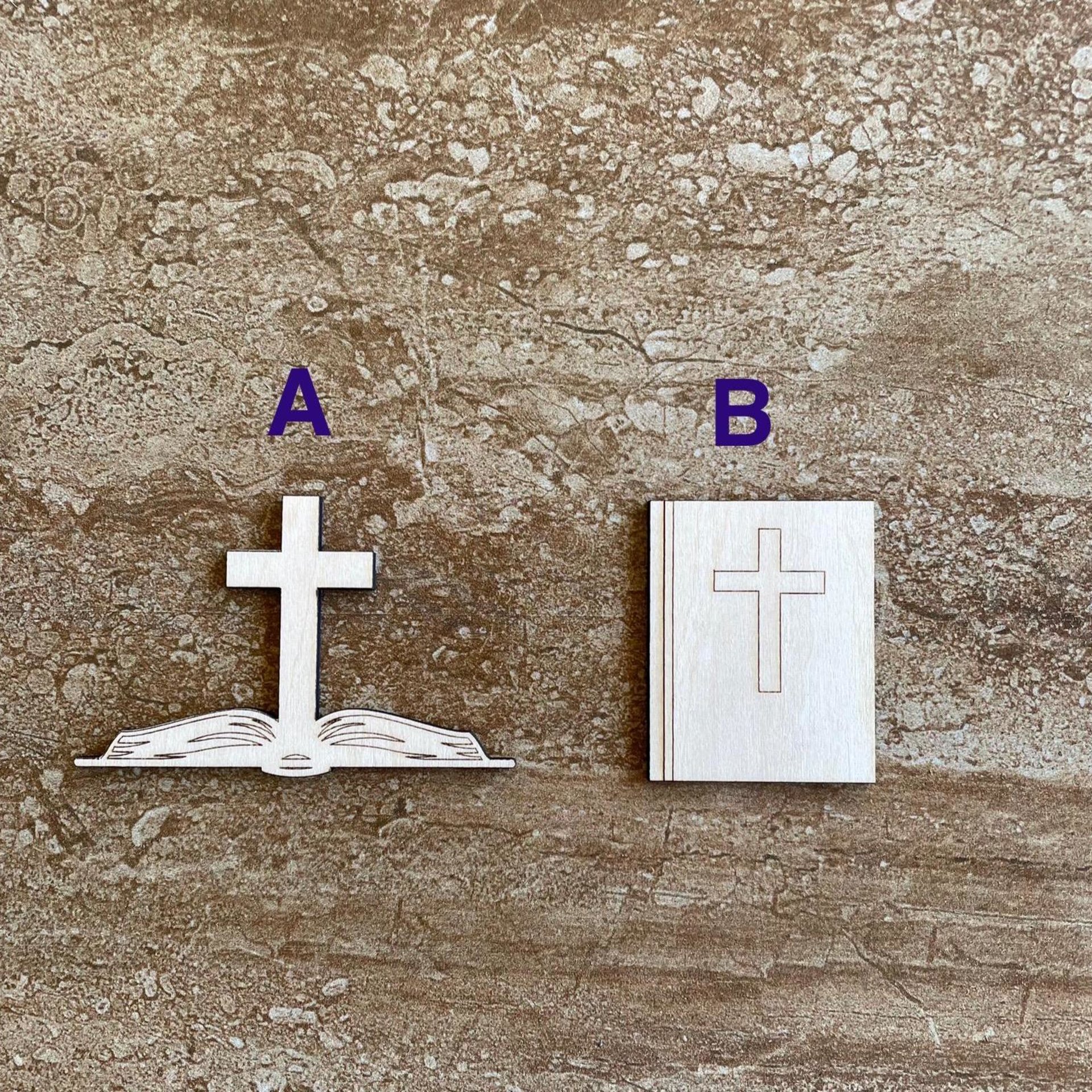 Handmade wooden DIY bible cutout in two unique styles, ready for paint or decorating
