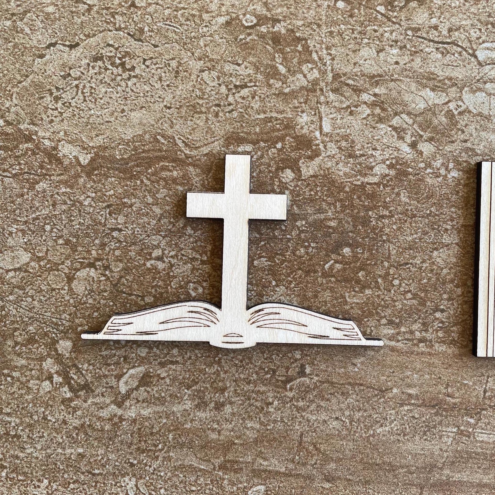 Handmade wooden DIY bible cutout in two unique styles, ready for paint or decorating