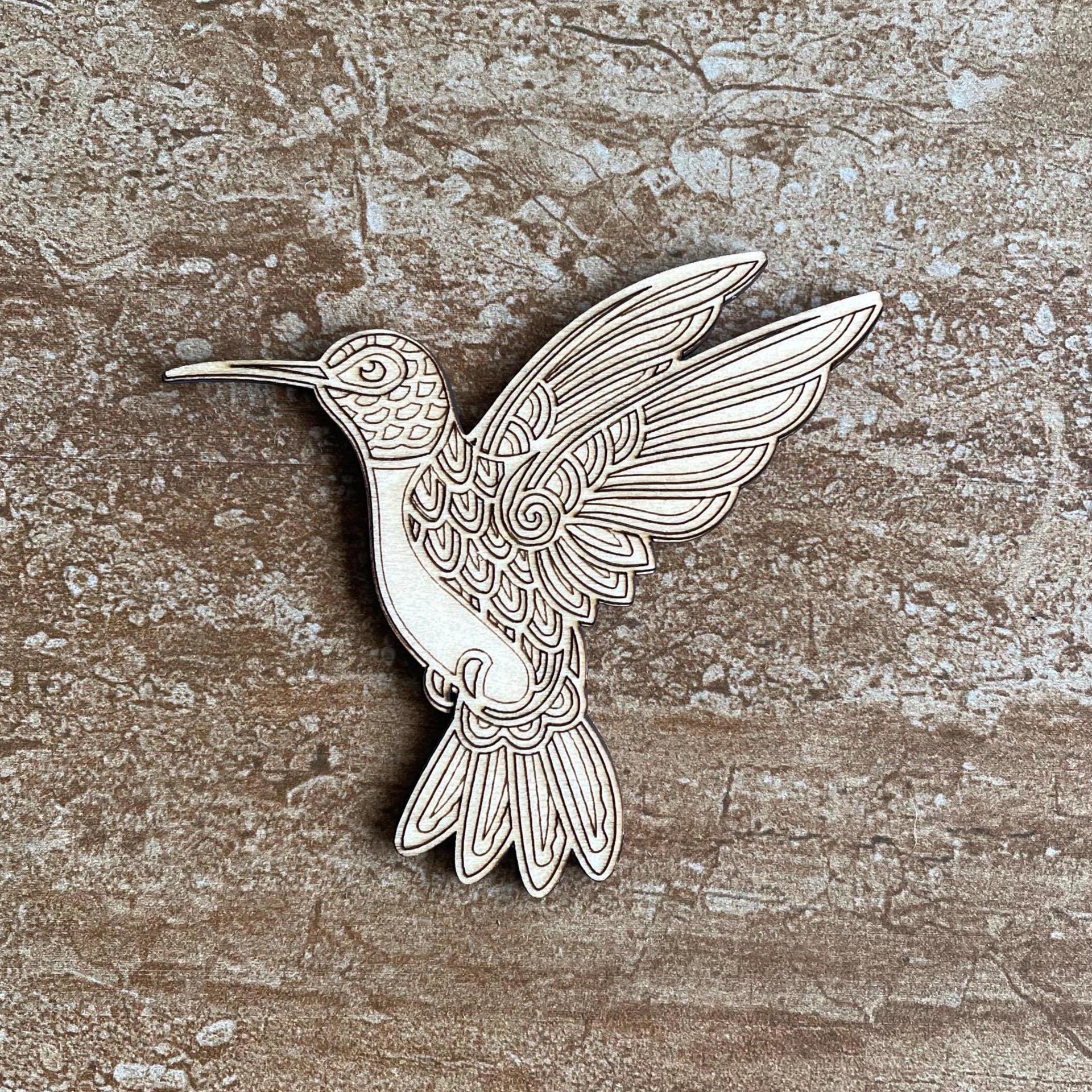 Handmade wooden DIY hummingbird cutout ready to paint or decorate