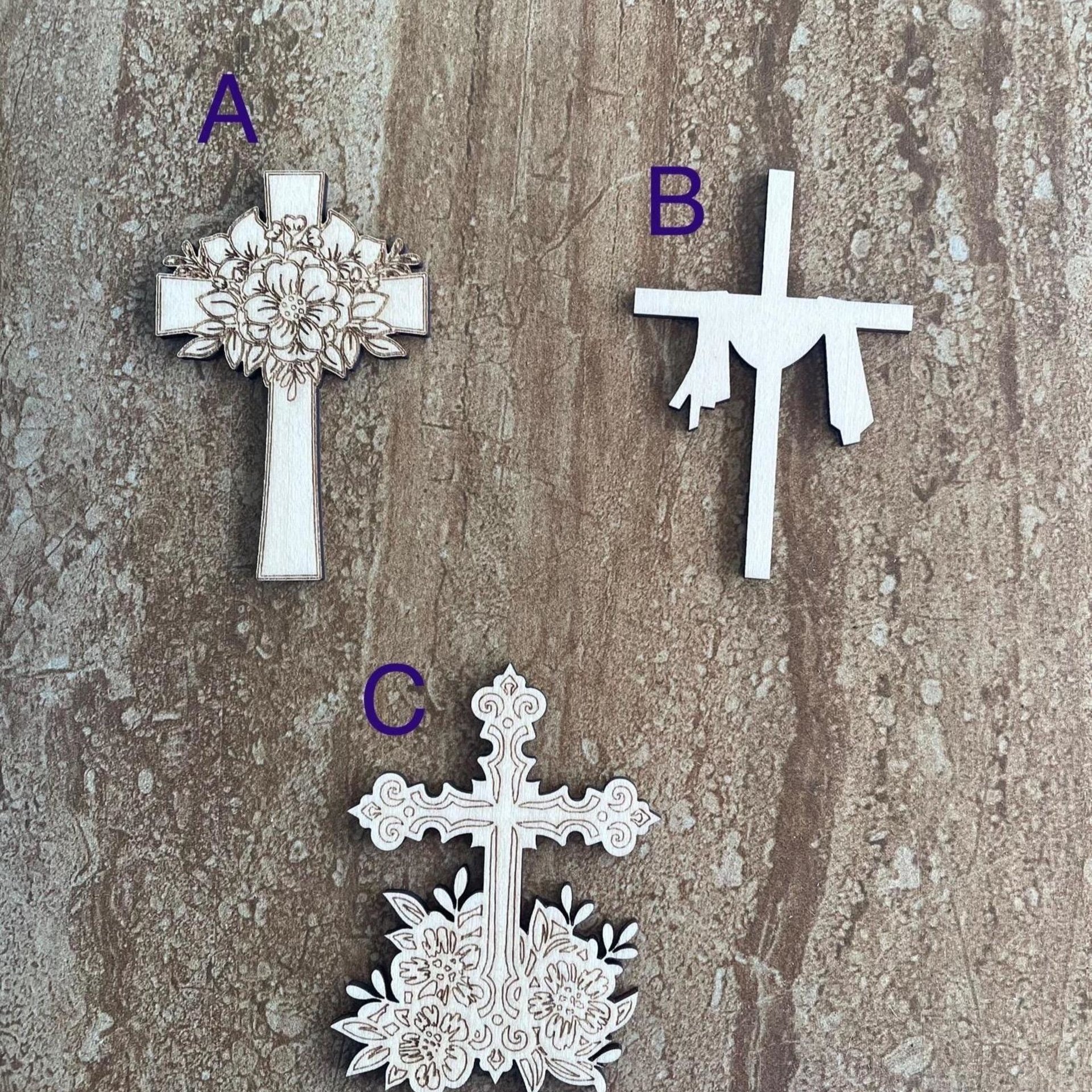 Handmade wooden DIY cross cutout in three unique styles, ready for paint or decorating