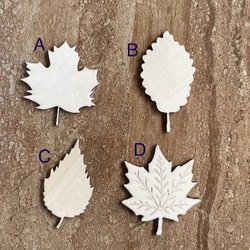 Handmade wooden DIY fall leaf cutout in four unique styles, ready for paint or decorating