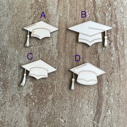 Handmade wood DIY graduation cap cutouts in four different styles