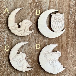 Handmade wooden DIY moon cutout in four unique styles, ready to paint or decorate