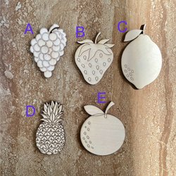 Handmade wooden DIY fruit cutout in five unique styles, ready for paint or decorating