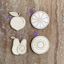 Handmade wooden DIY fruit cutout in four unique styles, ready for paint or decorating