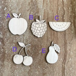 Handmade wooden DIY fruit cutout in five unique styles, ready for paint or decorating