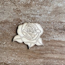 Handmade wooden DIY rose cutout ready for paint or decorations