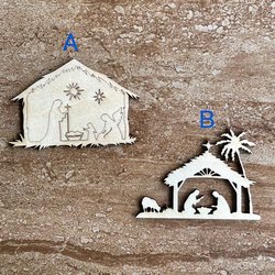 Handmade wooden DIY Nativity scene cutout in two unique styles, ready for paint or decorating