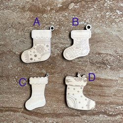 Handmade wooden DIY Christmas stocking cutout in four unique styles, ready for paint or decorating