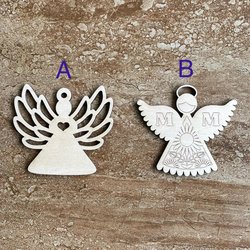Handmade wooden DIY angel cutout in two unique styles, ready for paint or decorating