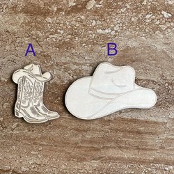 Handmade wooden DIY cowboy hat cutout in two unique styles, ready for paint or decorating