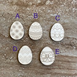 Handmade wooden DIY Easter egg cutout in five unique styles, ready for paint or decorating
