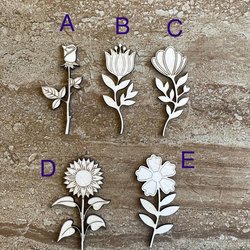 Handmade wooden DIY flower cutout in five unique styles, ready for paint or decorating
