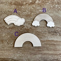 Handmade wooden DIY rainbow cutout in three unique styles, ready for paint or decorating