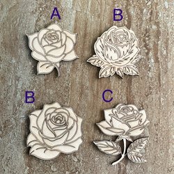 Handmade wooden DIY rose cutout in four unique styles, ready for paint or decorating