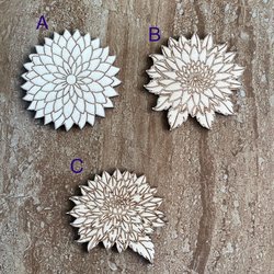 Handmade wooden DIY dahlia cutout in three unique styles, ready for paint or decorating