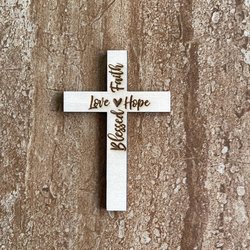 Handmade wooden DIY cross cutout ready for paint or decorating