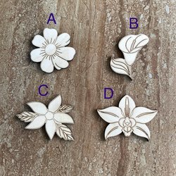 Handmade wooden DIY flower cutout in four unique styles, ready for paint or decorating