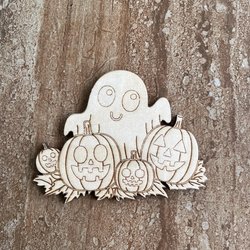 Handmade wooden DIY ghost cutout ready for paint or decorating