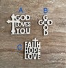 Handmade wooden DIY bible verse cutout in three unique styles, ready for paint or decorating