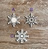 Handmade wooden DIY snowflake cutout in three unique styles, ready for paint or decorating