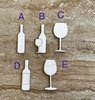 Handmade wooden DIY wine glass or bottle cutout in five unique styles, ready for paint or decorating